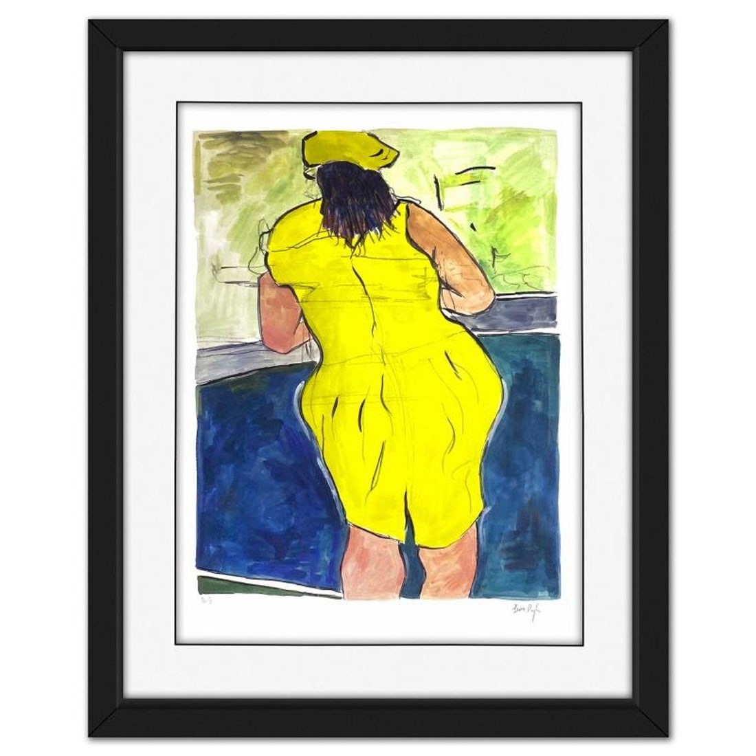 Bob Dylan, "Woman in Red, Lion Pub (Yellow)" Framed Limited Edition, Numbered PP 1/2 and Hand Signed: Woman in Red, Lion Pub (Yellow) is a limited edition printer's proof giclee on paper by Bob Dylan, numbered PP 1/2 and hand signed by the artist. This piece comes custom framed. Includes Letter of Aut