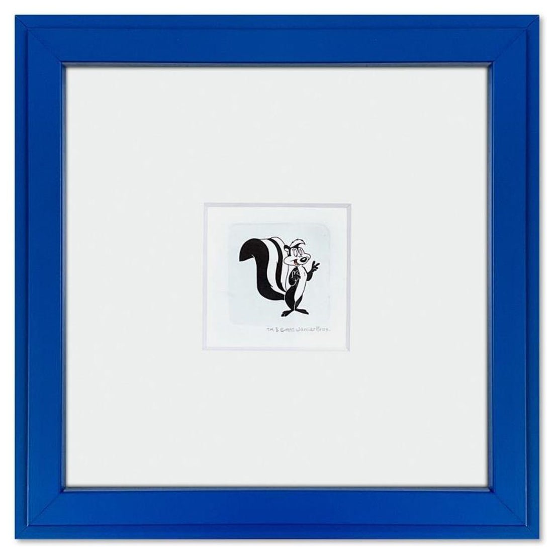 Pepe le Pew Framed Limited Edition Etching with Hand Tinted Color from Warner Bros., Numbered with: Pepe le Pew is a limited edition etching on paper with hand tinted coloring from Warner Bros., numbered and dated 1999. This piece comes framed. Measures approx. 9" x 9" (frame), 1.5" x 1.5" (image). 