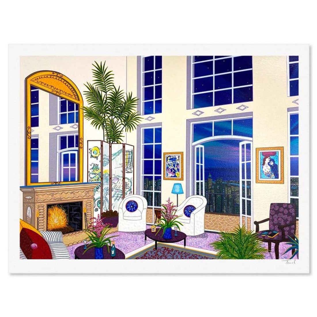 Fanch Ledan, "Manhattan Penthouse" Limited Edition Serigraph, EA Numbered and Hand Signed with: Manhattan Penthouse is a limited edition serigraph on paper by Fanch, EA numbered and hand signed by the artist. Includes Letter of Authenticity. Measures approx. 20" x 25" (border), 17.5" x 23" (imag