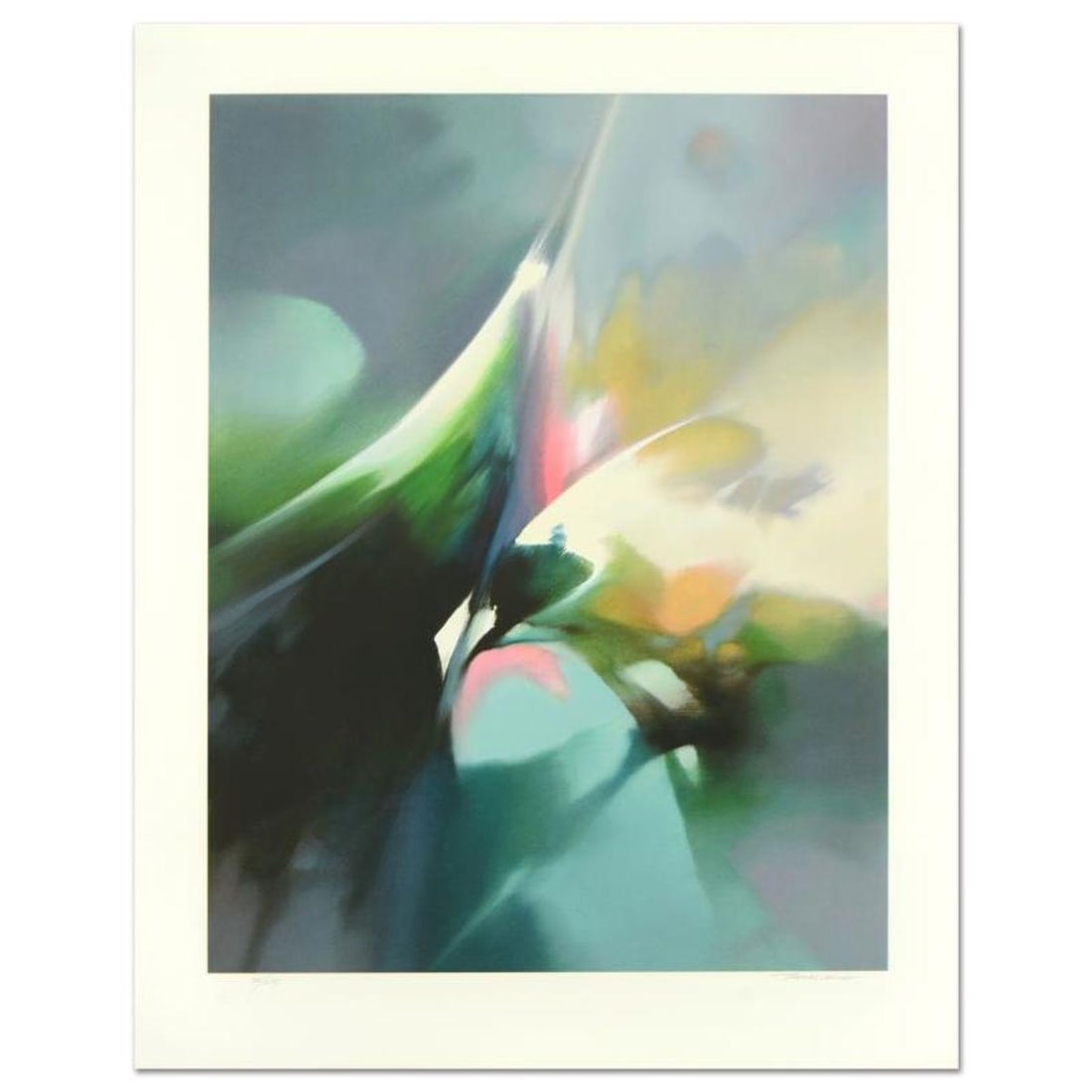 Thomas Leung, "Effervescence" Limited Edition, Numbered and Hand Signed with Letter of Authenticity.: Effervescence is a limited edition giclee on paper by Thomas Leung, numbered and hand signed by the artist. Includes Letter of Authenticity. Measures approx. 30" x 39.5" (border), 26" x 35" (image). R