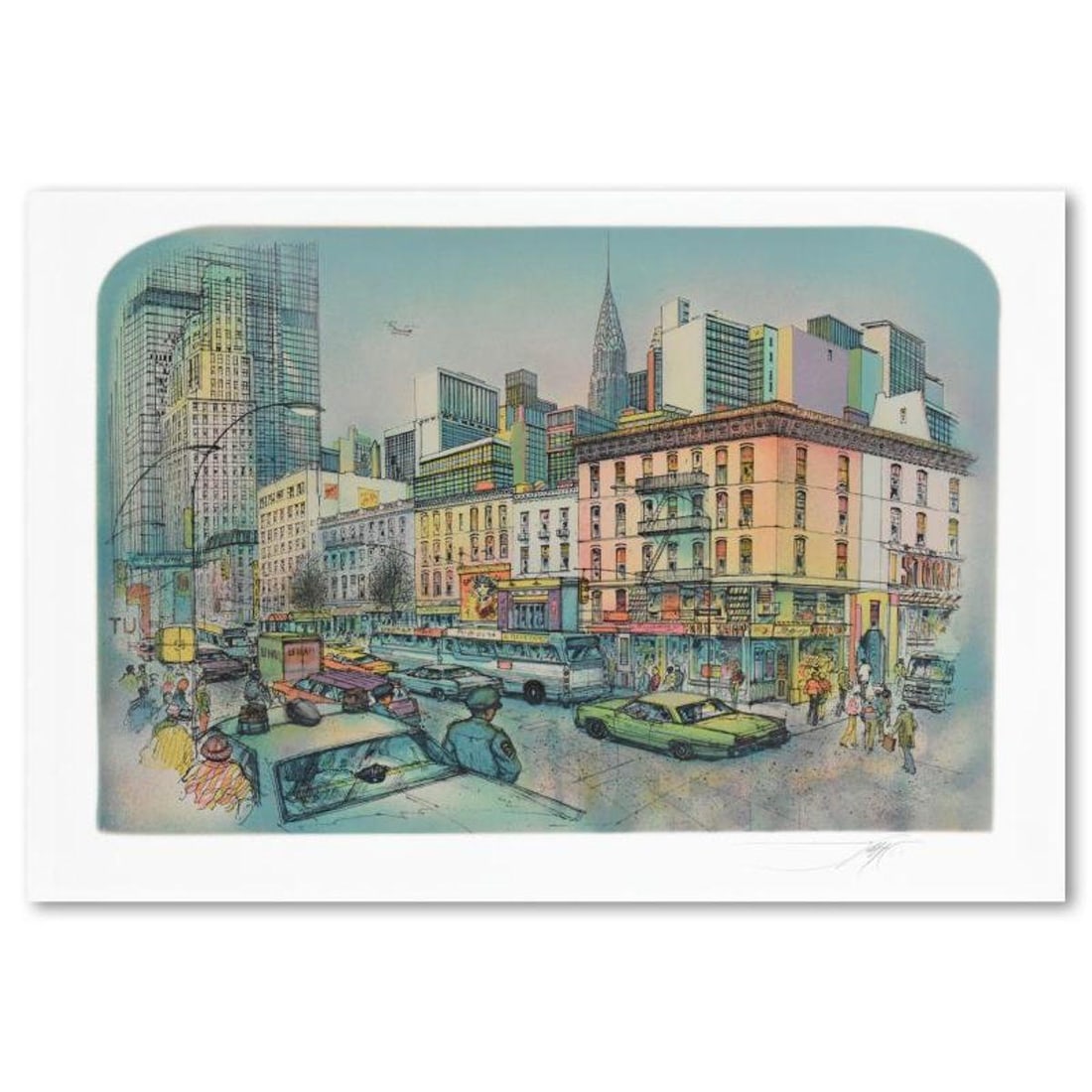 Rolf Rafflewski, "New York" Limited Edition Lithograph, Numbered and Hand Signed with Letter of: New York is a limited edition lithograph on paper by Rolf Rafflewski, numbered and hand signed by the artist. Includes Letter of Authenticity. Measures approx. 22" x 15" (border), 19" x 12.5" (image).