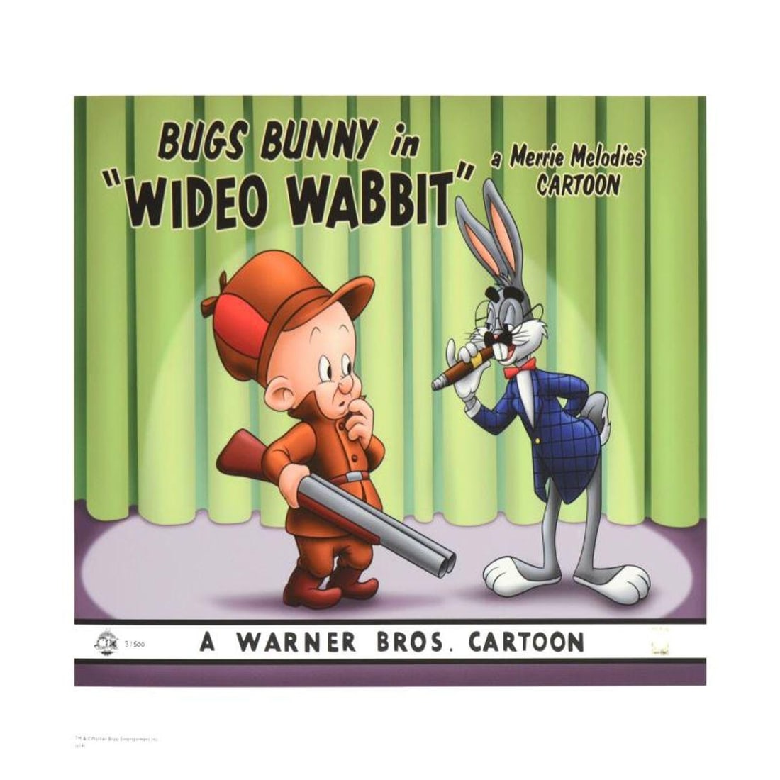Wideo Wabbit Limited Edition Giclee from Warner Bros., Numbered with Hologram Seal and Certificate: Wideo Wabbit is a limited edition giclee on paper from Warner Bros., numbered with hologram seal of Authenticity. This image was originally used as a "lobby card" displayed in theater lobbies to publi