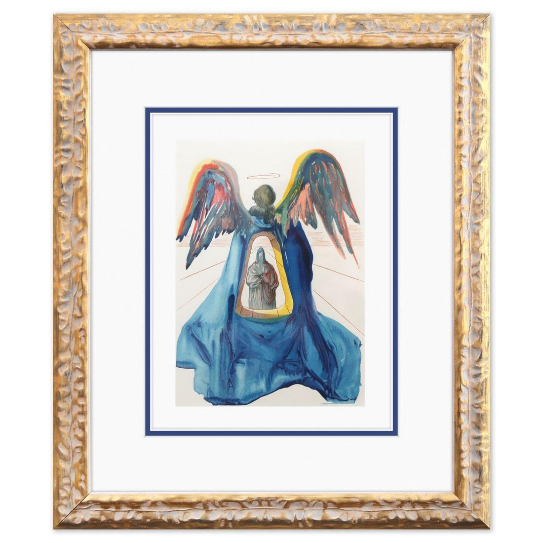 Salvador Dali- Original Color Woodcut on B.F.K. Rives Paper "Purgatory 33": Artist: Salvador Dali. Medium: Original Color Woodcut on B.F.K. Rives Paper. Title: Purgatory 33. Size: 13" x 10". Measures approx. 20" x 17" (framed). Certificate of Authenticity: Is included. Additi