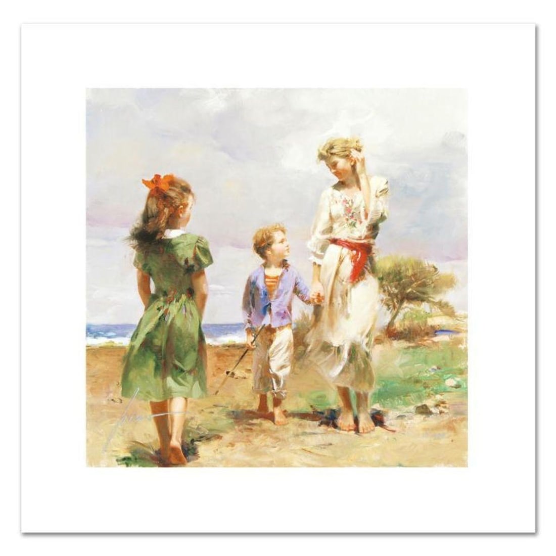 Pino (1939-2010), "Seaside Retreat" Limited Edition on Canvas, Numbered and Hand Signed with: Seaside Retreat is a limited edition giclee on canvas by Pino (1939-2010), numbered and hand signed by the artist. Includes Certificate of Authenticity. Measures approx. 12" x 12" (image). Reference#:
