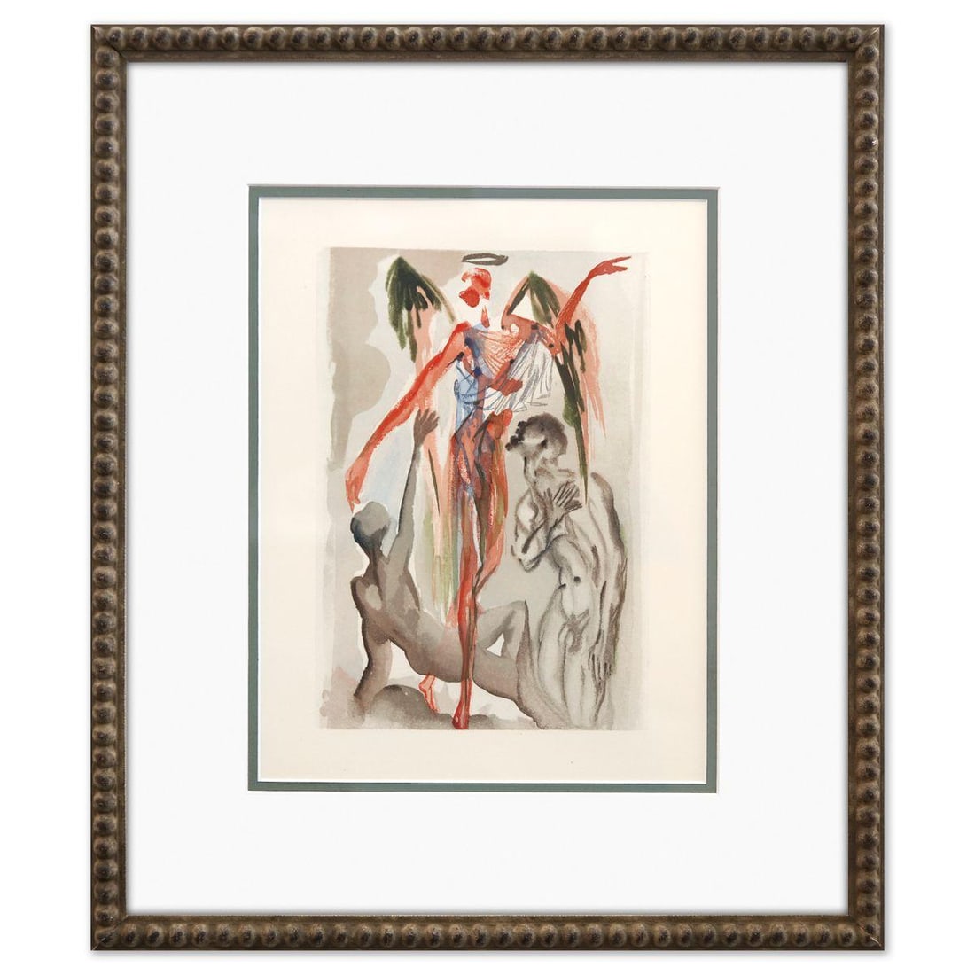 Salvador Dali- Original Color Woodcut on B.F.K. Rives Paper "Purgatory 32": Artist: Salvador Dali. Medium: Original Color Woodcut on B.F.K. Rives Paper. Title: Purgatory 32. Size: 13" x 10". Measures approx. 19" x 16" (framed). Certificate of Authenticity: Is included. Additi