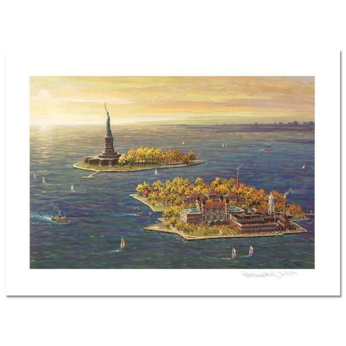 Ellis Island, Fall Limited Edition Mixed Media by Alexander Chen, Numbered and Hand Signed with (1 of 2)