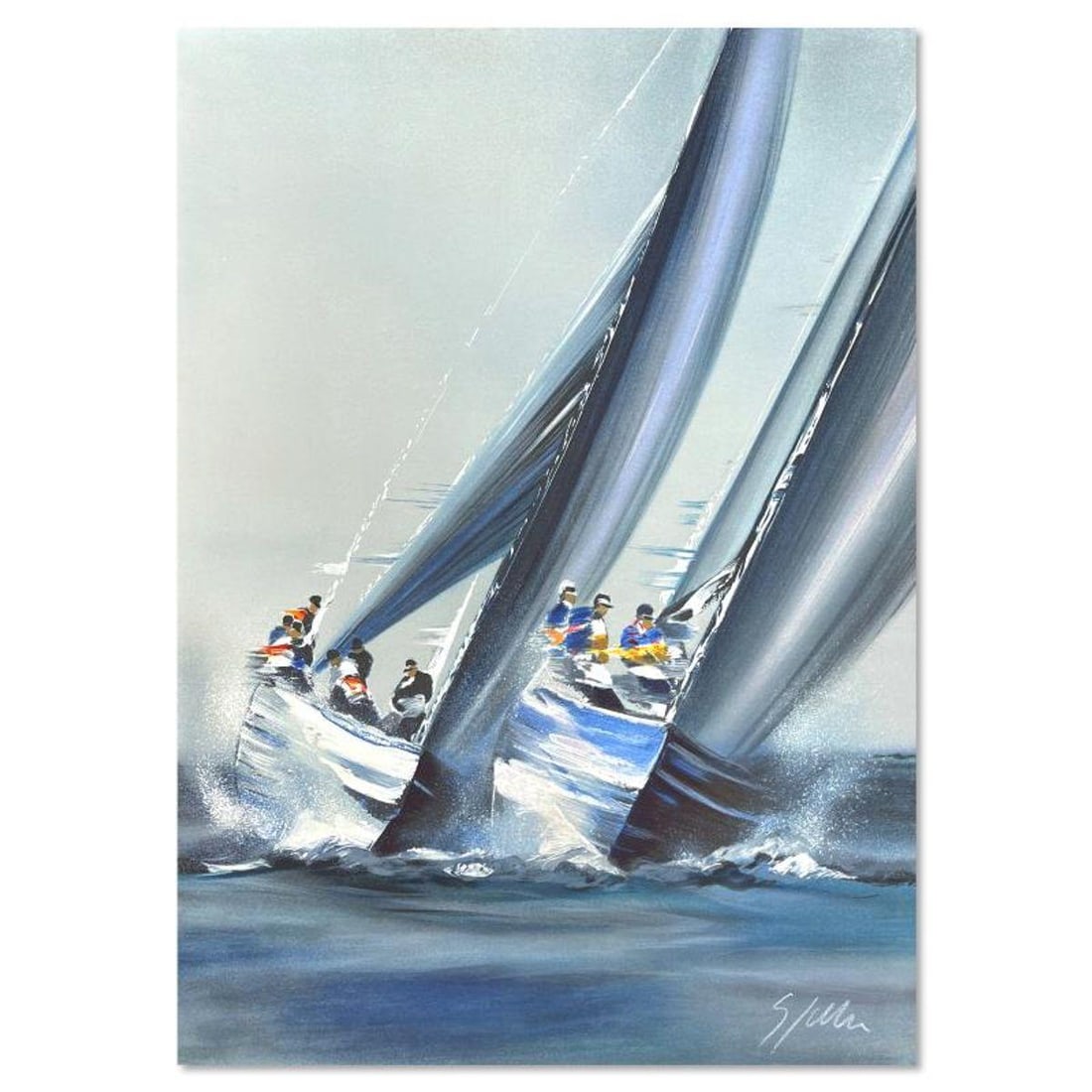 Victor Spahn, "America's Cup - Valence" hand signed limited edition lithograph with Certificate of: America's Cup - Valence is a limited edition lithograph on paper by Victor Spahn. Printed at Art-Lithographies workshop in Paris, the piece is hand signed by the artist and comes with a certificate of