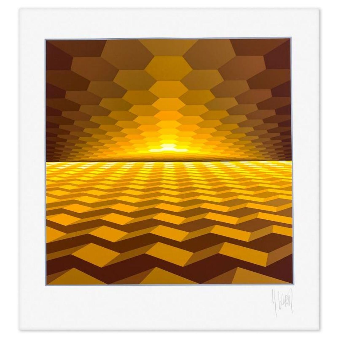 Yvaral, "Horizon I" Limited Edition Serigraph, Numbered and Hand Signed with Letter of Authenticity (1 of 2)