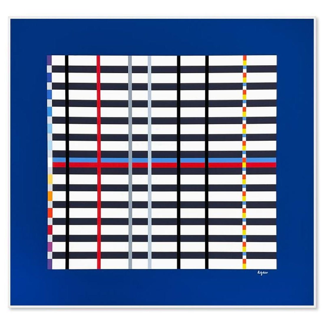 Agam, Yaacov- Serigraph "Hommage du Mondrian (Dark Blue)": Artist: Agam, Yaacov. Medium: Serigraph. Title: Hommage du Mondrian (Dark Blue). Size: 26.5" x 28".
