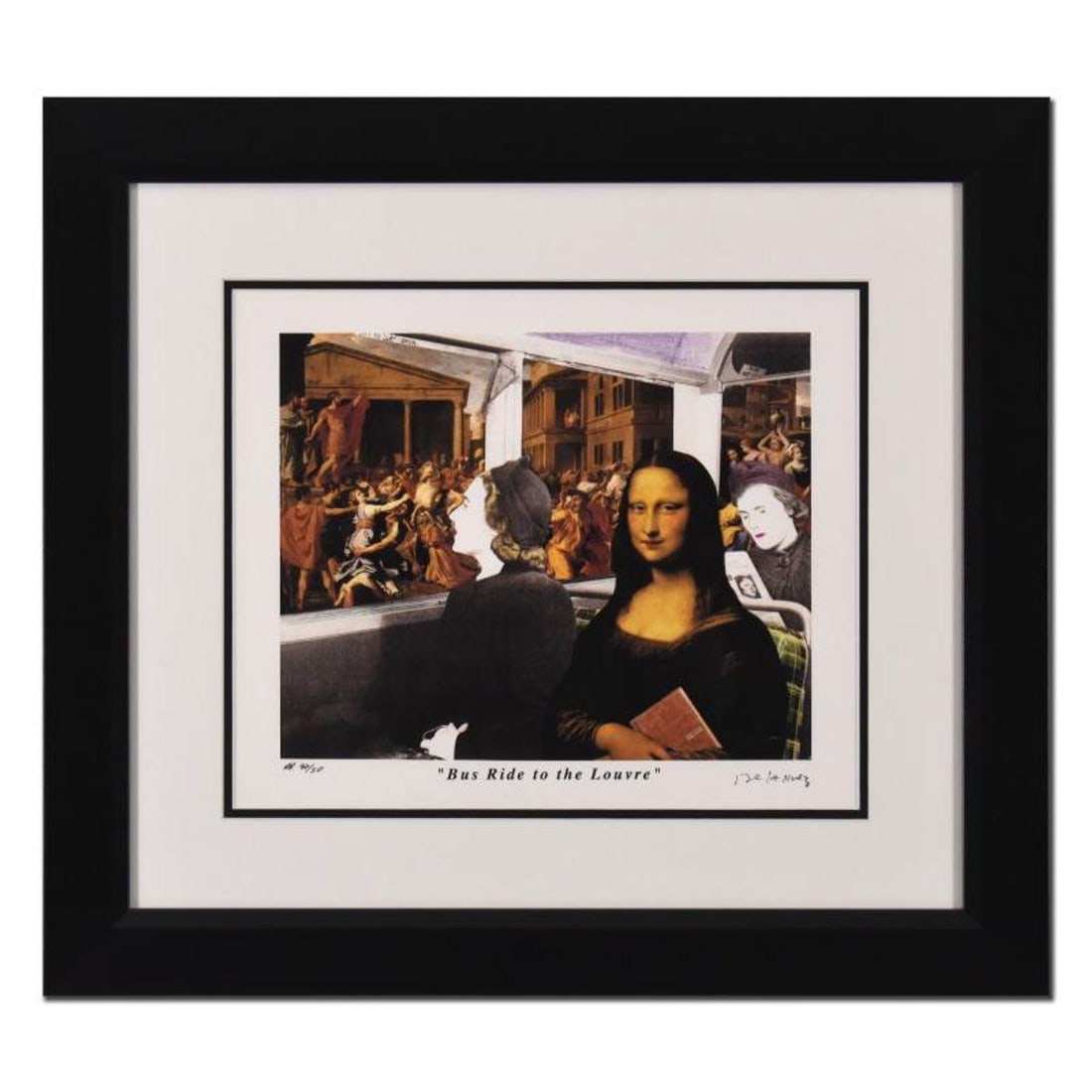 Nelson De La Nuez, "Bus Ride to the Louvre" Framed Limited Edition Artist Proof, Numbered and Hand (1 of 3)
