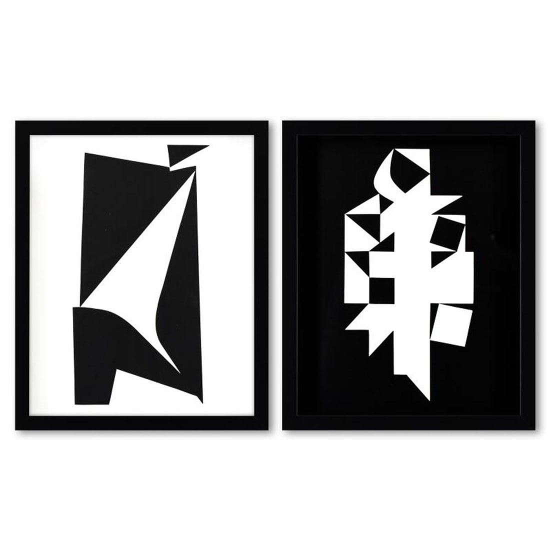 Victor Vasarely (1908-1997), "Bukk et Erebus de la serie Etres Ou Fantomes (Diptych)" Framed 1973 (1 of 3)