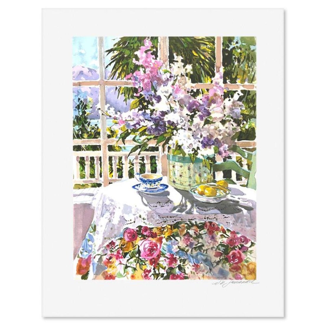 Marilyn Simandle, "Lilacs and Lace" Limited Edition Printers Proof, Numbered and Hand Signed with: Lilacs and Lace is a limited edition printers proof on paper by Marilyn Simandle, numbered and hand signed by the artist. Includes Letter of Authenticity. Measures approx. 20" x 16.5" (border), 16" x 