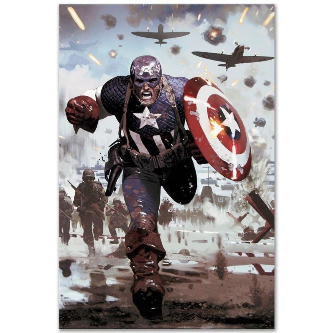 Marvel Comics "Captain America #615" Numbered Limited Edition Giclee on Canvas by Daniel Acuna with: A piece of comic book history, this limited edition, from original art by Daniel Acuna, depicts the heroic Captain America. Spanish artist Daniel Acuna cites artists like Jack Kirby and Simon Bisley a