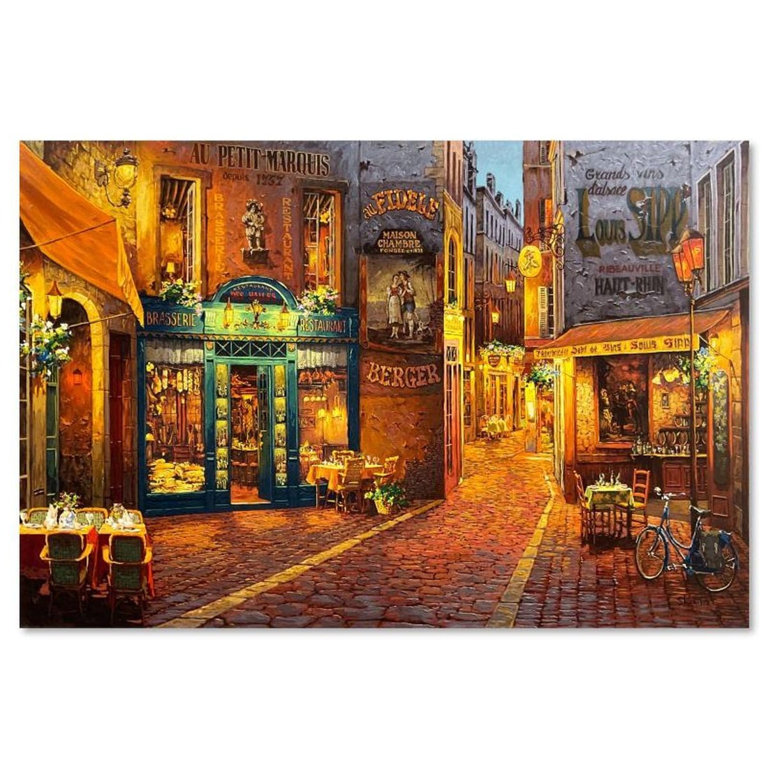Viktor Shvaiko, "Au Petit Marquis" Hand Embellished Limited Edition Printer's Proof on Canvas (28" x: Au Petit Marquis is a hand embellished limited edition printer's proof on stretched canvas by Viktor Shvaiko, numbered and hand signed by the artist. Includes Letter of Authenticity. Measures approx. 
