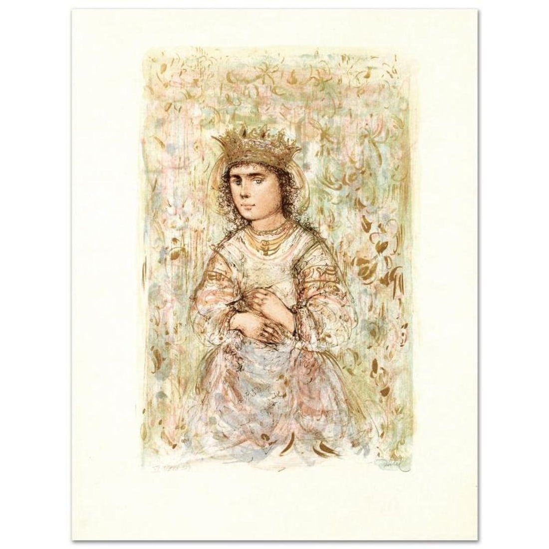 Zorina Limited Edition Lithograph by Edna Hibel (1917-2014), Numbered and Hand Signed with: Zorina is a limited edition lithograph on rice paper, numbered and hand signed by Edna Hibel (1917-2014). Includes Certificate of Authenticity! Measures approx. 20" x 26.5" (with border), 13" x 21" (i