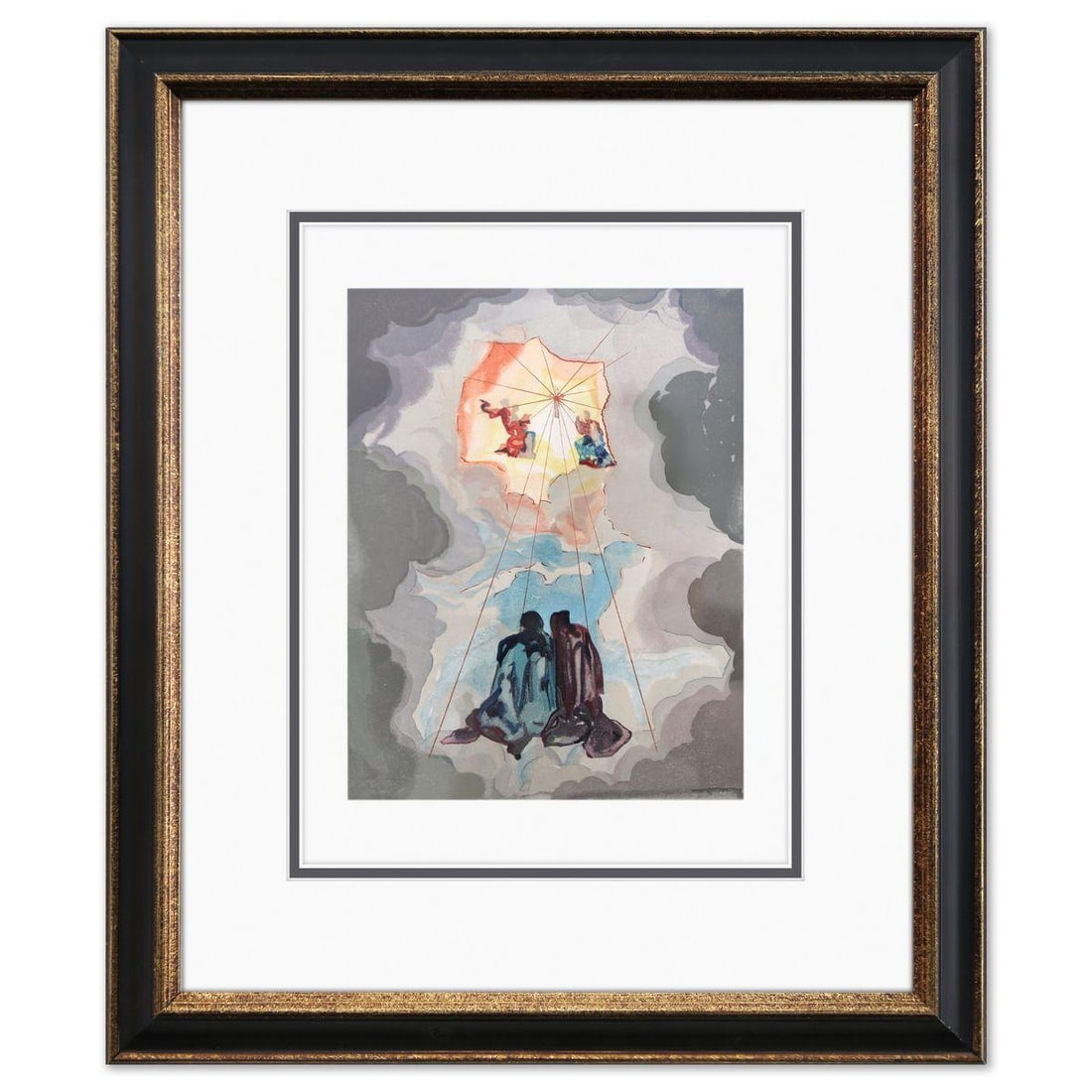 Salvador Dali- Original Color Woodcut on B.F.K. Rives Paper "Paradise 15": Artist: Salvador Dali. Medium: Original Color Woodcut on B.F.K. Rives Paper. Title: Paradise 15. Size: 13" x 10". Measures approx. 19.5" x 16.5" (framed). Certificate of Authenticity: Is included. Add