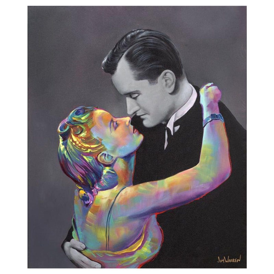 Jim Warren, "Opposites Attract" Hand Signed, Artist Embellished AP Limited Edition Giclee on Canvas: Opposites Attract is an AP numbered, artist embellished limited edition giclee on canvas by Jim Warren. The piece is hand signed and accompanied by a letter of authenticity. Measures approximately 24"