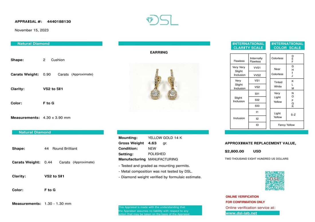 14kt Yellow Gold 1.34ctw Diamond Earrings - 2