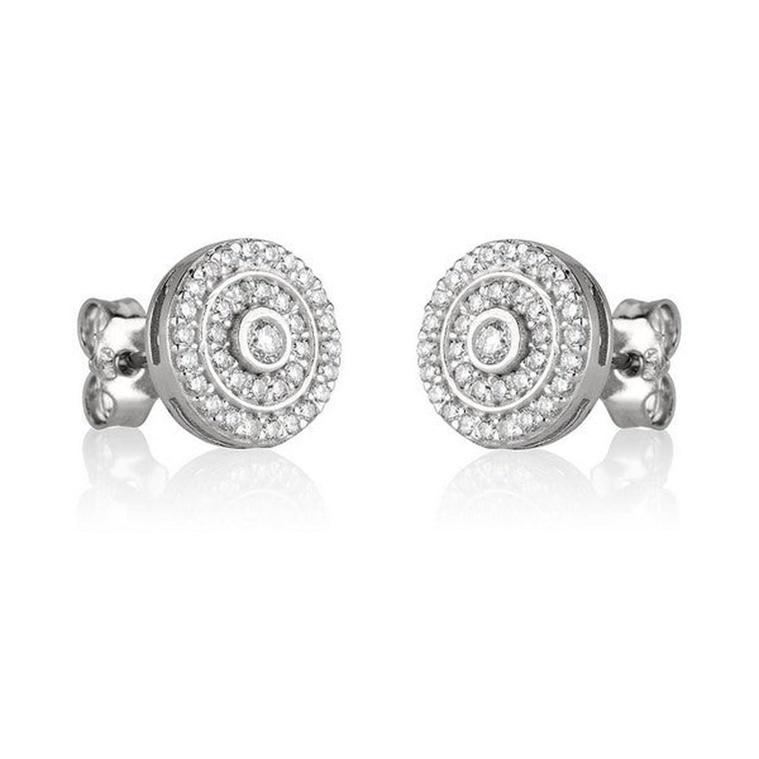 14kt White Gold 0.48ctw Diamond Earrings: One pair of 14k white gold earrings Jewelry Weight: 2.2Grs Total Diamonds Weight: 0.48Cts Main Stones Description: Quantity: 70 Cut and shape: Round Carats Weight: 0.48 Clarity: VS Color: F DSL Apprai