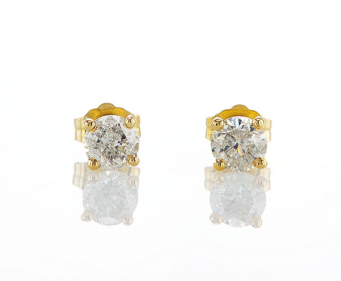 14kt Yellow Gold 1.02ctw Diamond Earrings: Jewelry Description Description: One pair of 14k yellow gold earrings, set with natural diamonds. Jewelry Weight: 0.82 Grs Total Diamonds Weight: 1.02 Cts Precious Metal: 14kt Yellow Gold Certificate 