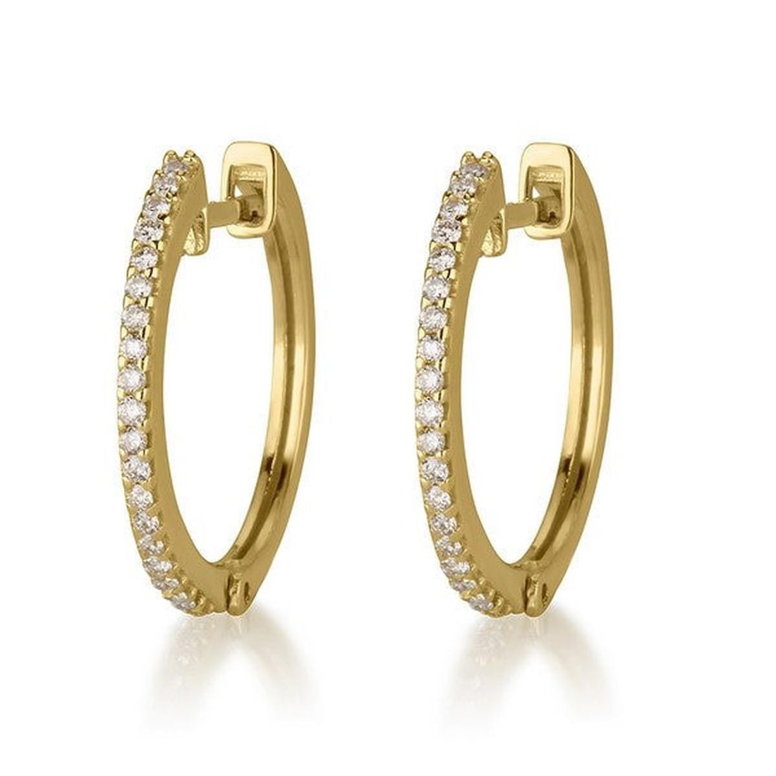 14kt Yellow Gold 0.24ctw Diamond Earrings: One pair of 14k yellow gold earrings Jewelry Weight: 1.8Grs Total Diamonds Weight: 0.24Cts Main Stones Description: Quantity: 40 Cut and shape: Round Carats Weight: 0.24 Clarity: VS Color: G DSL Appra