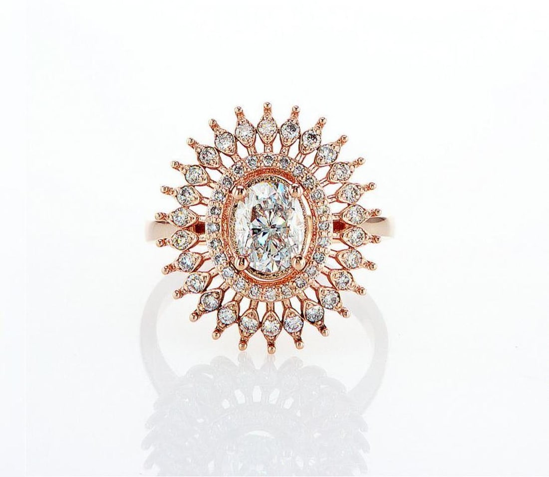 14kt Rose Gold 1.46ctw Diamond Ring: Jewelry Description Description: One 14k rose gold ring, set with natural diamonds. Jewelry Weight: 4.42 Grs Total Diamonds Weight: 1.46 Cts Precious Metal: 14kt Rose Gold Certificate Number: DSL- 444