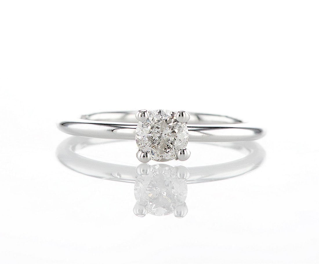 14kt White Gold 0.54ctw Diamond Ring: Jewelry Description Description: One 14K white gold ring, set with natural diamond. Jewelry Weight: 2.09 Grs Total Diamonds Weight: 0.54 Cts Precious Metal: 14kt White Gold Certificate Number: Assessm