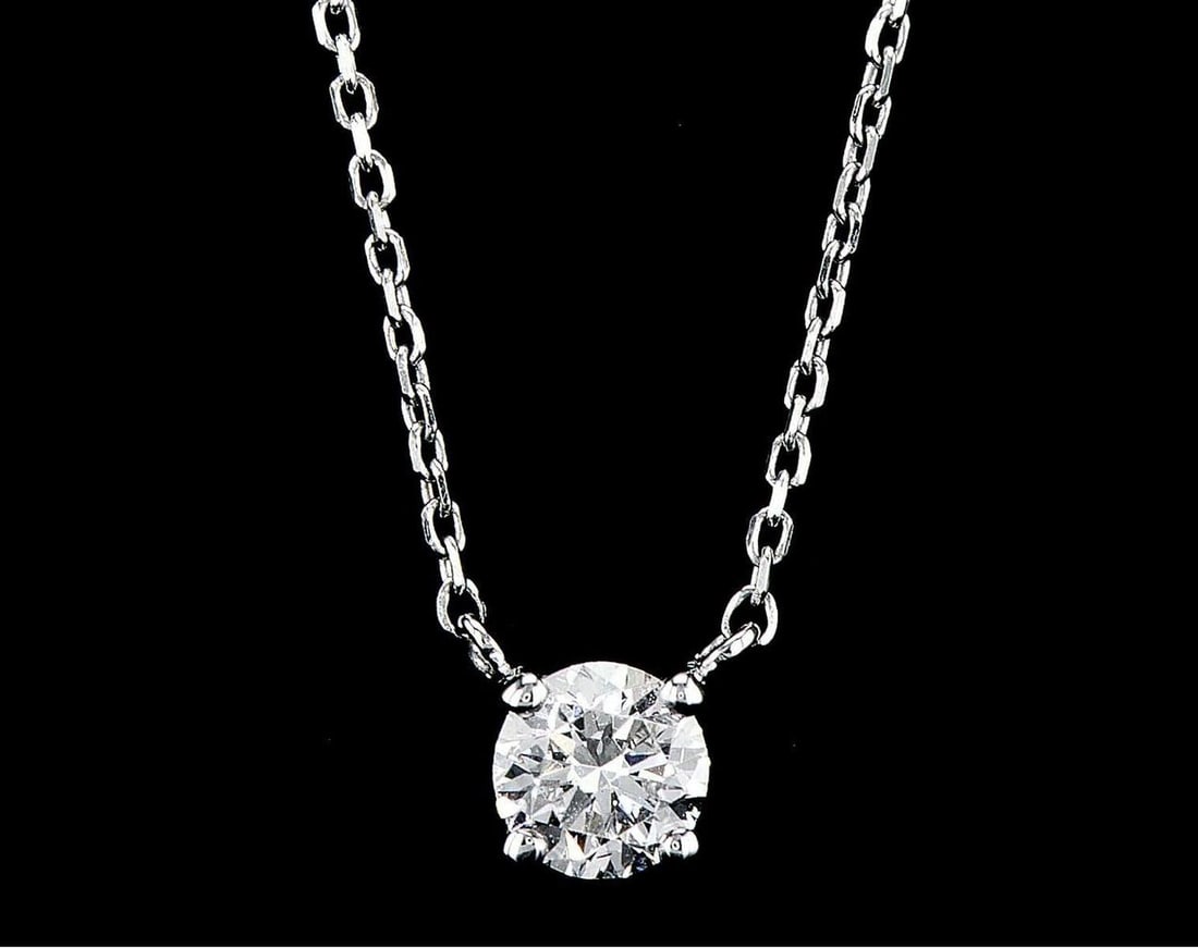 14kt White Gold 0.5ctw Diamond Pendant: One 14k white gold pendant with chain (14k stamped), set with one center lab grown diamond. Jewelry Weight: 1.8Grs Total Diamonds Weight: 0.5Cts Main Stones Description: Quantity: 1 Cut and shape: Rou