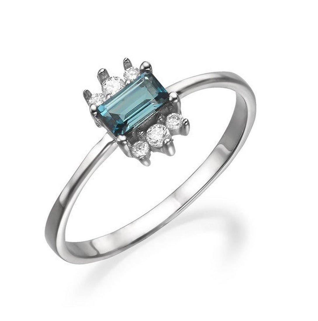 14kt White Gold 0.2ctw Diamond Ring: One 14k white gold ring, set with natural diamond. Jewelry Weight: 1.7Grs Total Diamonds Weight: 0.2Cts Main Stones Description: Quantity: 1 Cut and shape: Octagon Carats Weight: 0.2 Color: Blue Corun