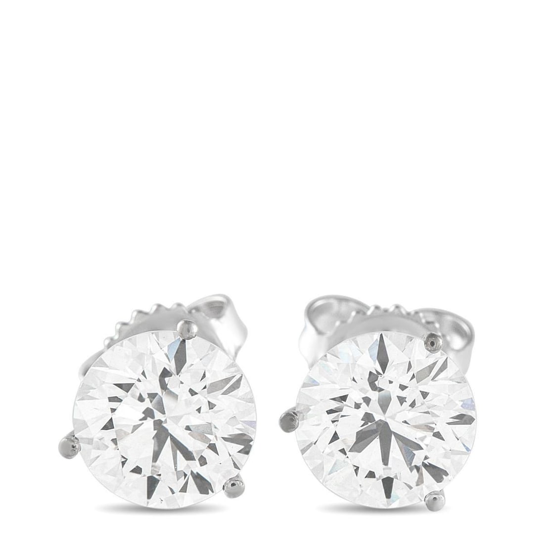 14K WHITE GOLD 4.10CT LAB-GROWN DIAMOND STUD EARRINGS: These timeless stud earrings make it easy to add a touch of luxury to any ensemble. Featuring a 3-prong setting crafted from 14K White Gold, round brilliant Lab Grown Diamonds with a total weight of 4