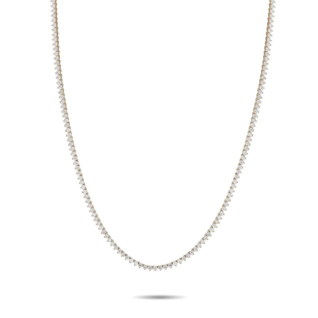 14K YELLOW GOLD 7.25CT LAB-GROWN DIAMOND TENNIS NECKLACE: Add a touch of timeless elegance to any ensemble with this impeccably crafted tennis necklace. Made with a simple 14K Yellow Gold setting, a series of sparkling Lab Grown Diamonds totaling 7.25 carats