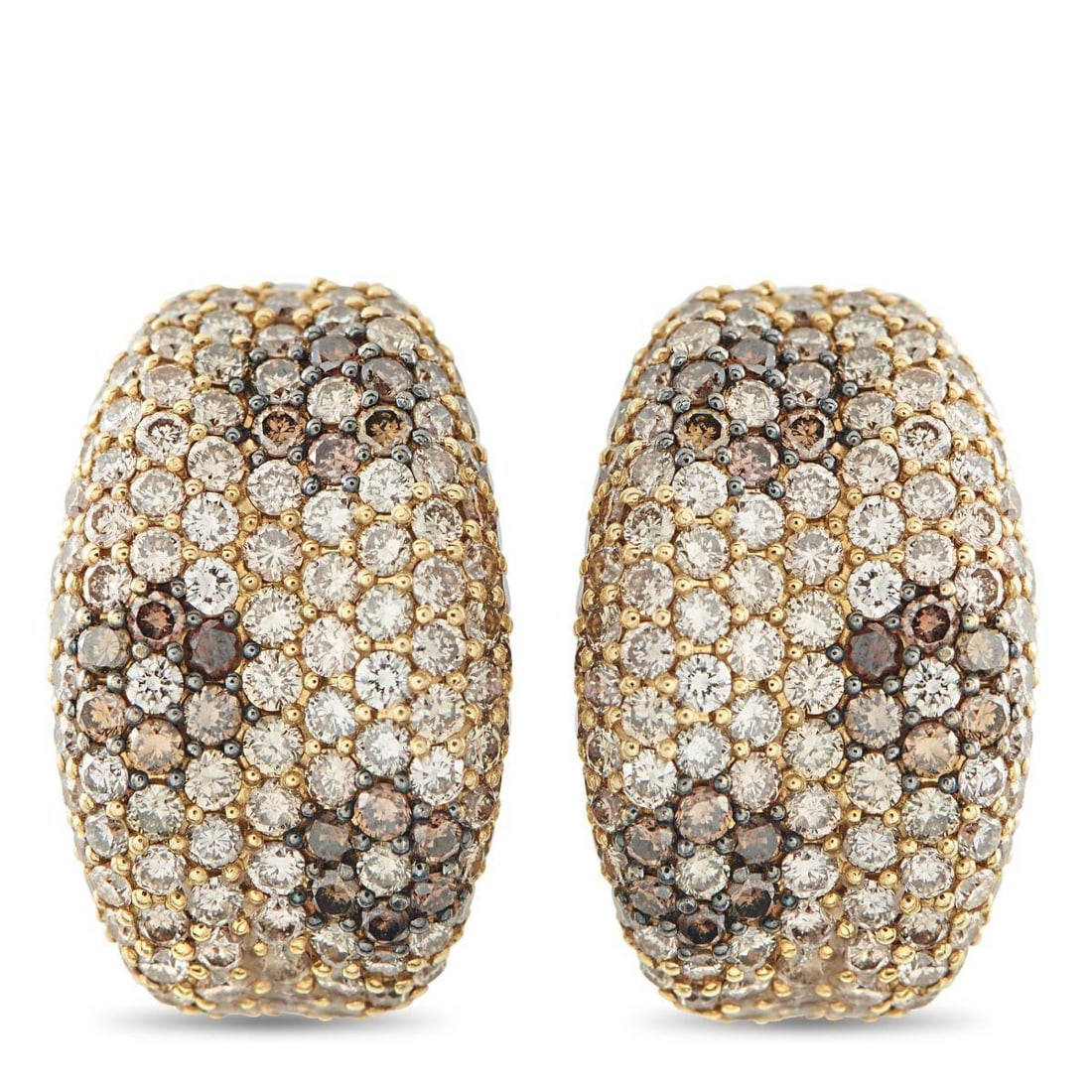 ROBERTO COIN FANTASIA 18K YELLOW GOLD 5.13CT DIAMOND CLIP-ON EARRINGS: These Roberto Coin Fantasia earrings are simply inspired. Set in 18K Yellow Gold, colored Diamonds with a total weight of 5.13 carats emit sparkle and create subtle floral motifs in the dazzling desig