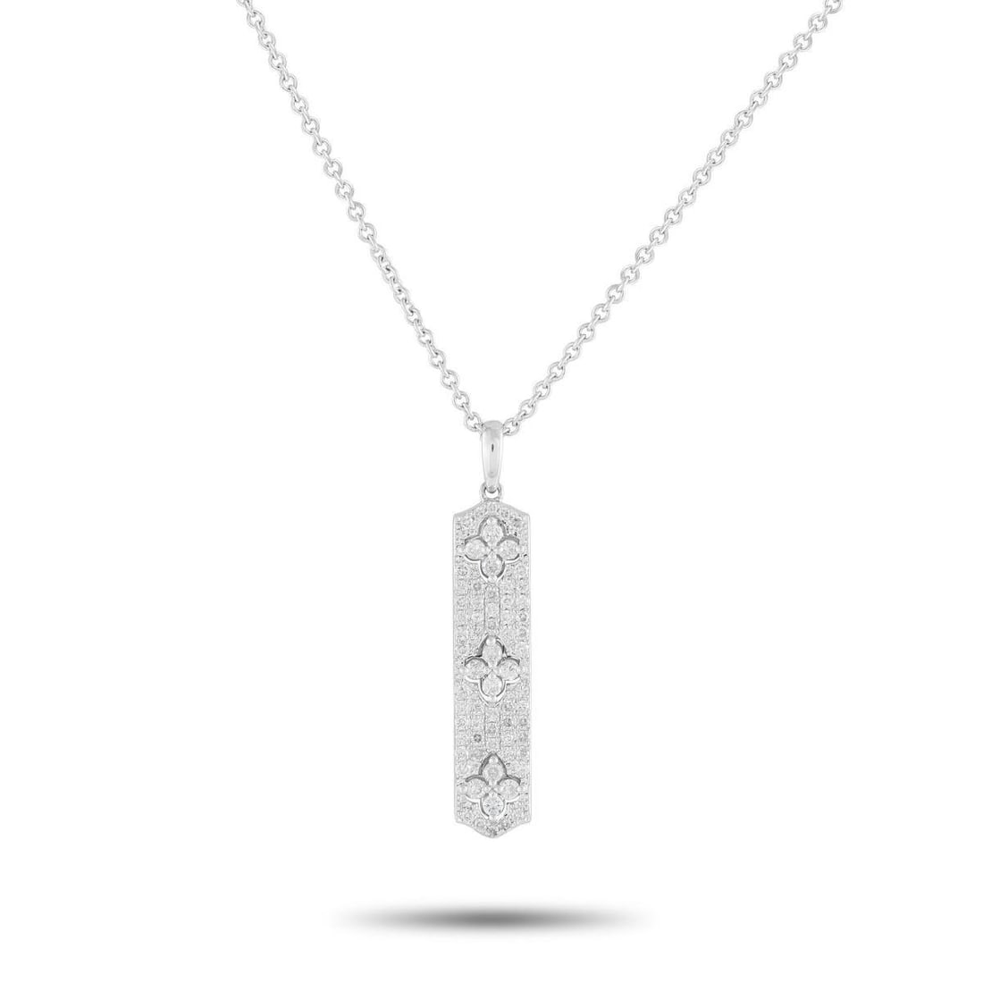 14K WHITE GOLD 0.70CT DIAMOND PENDANT NECKLACE: This luxury necklace is incredibly unique. Ideal for everyday wear, the stylish pendant is adorned with sparkling Diamonds totaling 0.70 carats. Crafted from 14K White Gold, the pendant measures 1.38 