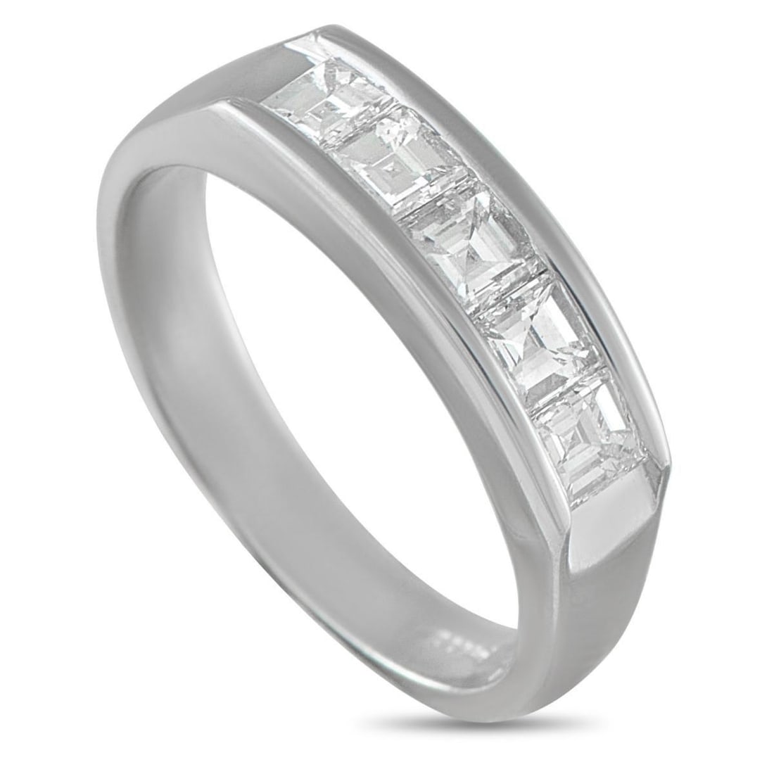 PLATINUM 1.03CT DIAMOND RING: An understated design makes this luxury piece ideal for everyday wear. Set in Platinum, inset Diamonds totaling 1.03 carats make a stylish statement at the center. It features a 4mm wide band and a 4m