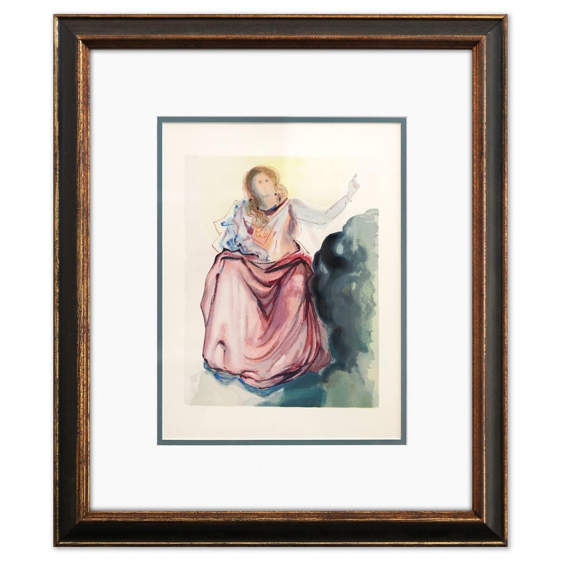 Salvador Dali- Original Color Woodcut on B.F.K. Rives Paper "Paradise 4": Artist: Salvador Dali. Medium: Original Color Woodcut on B.F.K. Rives Paper. Title: Paradise 4. Size: 13" x 10". Measures approx. 20" x 17" (framed). Certificate of Authenticity: Is included. Addition