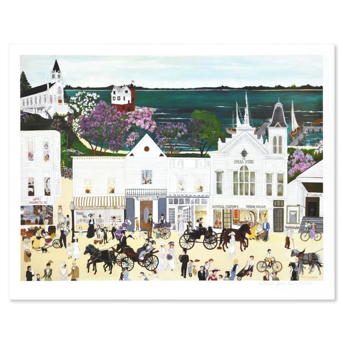 Deneille Spohn Moes, "Opera House" Limited Edition Serigraph, Numbered and Hand Signed with Letter: Opera House is a limited edition serigraph on paper by Deneille Spohn Moes, numbered and hand signed by the artist. Includes Letter of Authenticity. Measures approx. 28" x 22" (border), 26" x 19" (ima
