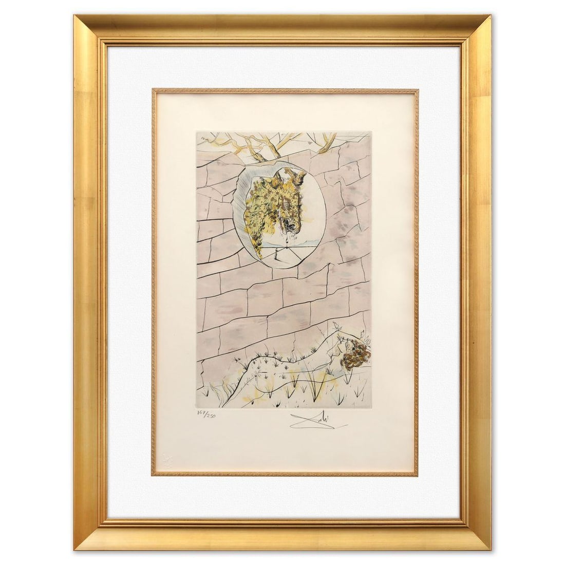 Salvador Dali- Original Lithograph "The Beloved Looks Forth": Artist: Salvador Dali. Medium: Original Lithograph. Title: The Beloved Looks Forth. Size: 22" x 15". Measures approx. 30" x 23" (framed). Signature: Hand signed and numbered. Certificate of Authentici
