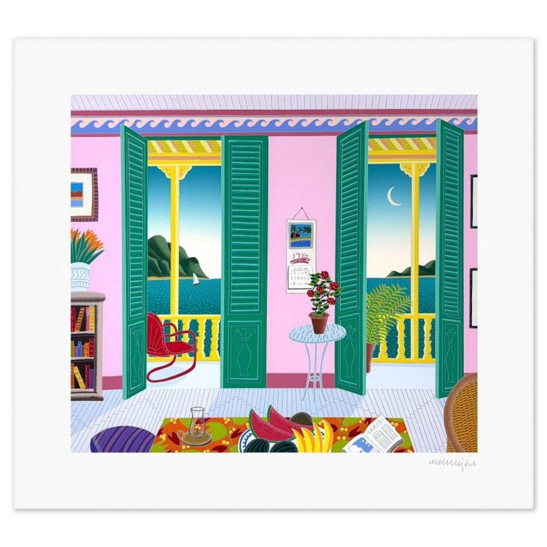 Thomas Mcknight, "St. Lucia (Caribbean Daydreams)" Limited Edition Serigraph, Numbered and Hand: St. Lucia (Caribbean Daydreams) is a limited edition serigraph on paper by Thomas Mcknight, numbered and hand signed by the artist. Includes Letter of Authenticity. Measures approx. 21" x 23" (border)