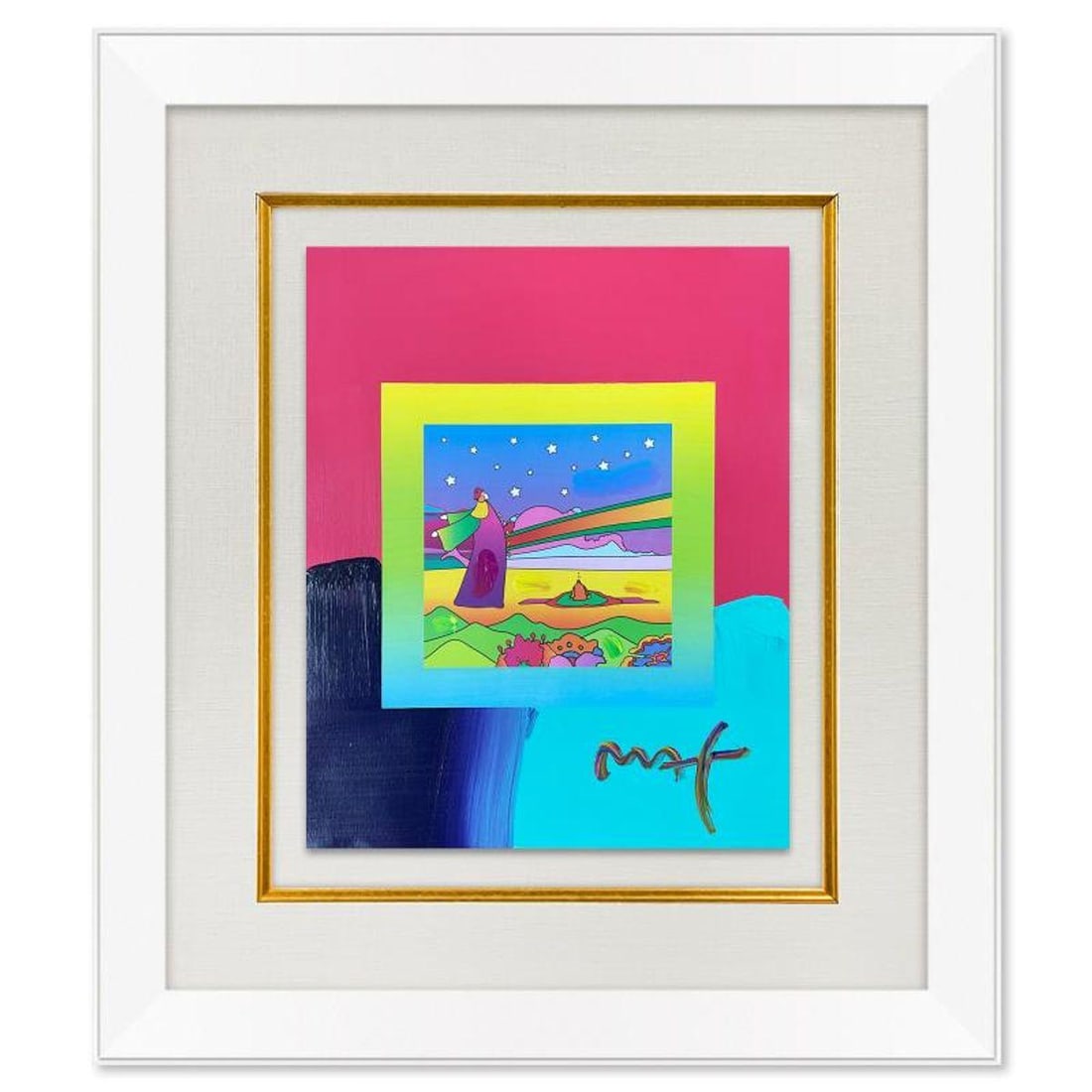 Peter Max, "Two Sages with Stars" Framed One-of-a-Kind Acrylic Mixed Media, Hand Signed with (1 of 3)