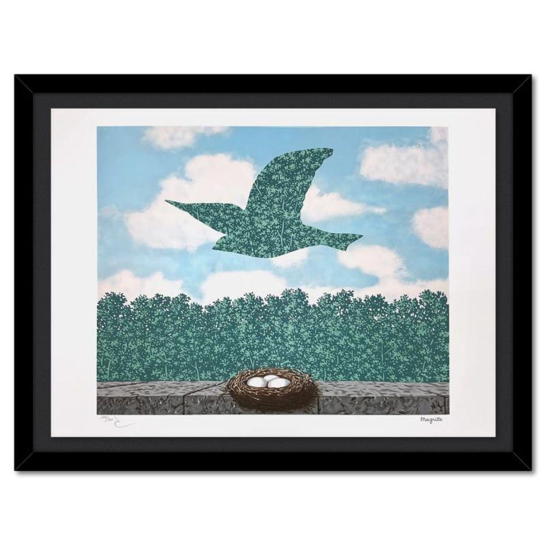 Rene Magritte 1898-1967 (After), "Le Printemps (Spring)" Framed Limited Edition Lithograph, Estate: Le Printemps (Spring) is a limited edition lithograph by Rene Magritte (1898-1967). This piece is numbered 124/300 and bears the dry stamps of the Magritte Foundation & ADAGP (Society of Authors in th