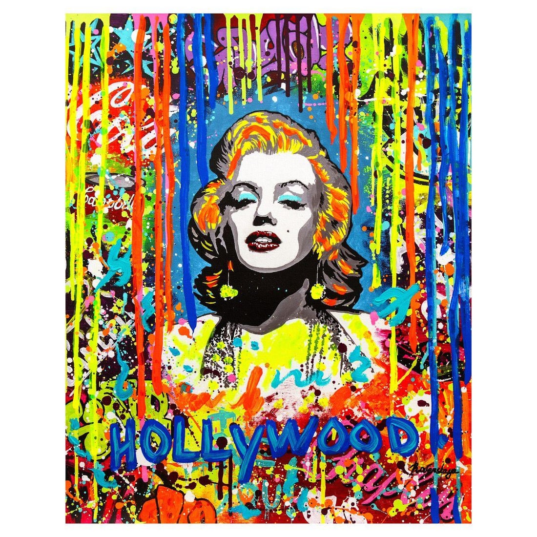 Nastya Rovenskaya- Mixed Media on Canvas "Pink Marilyn" (1 of 2)