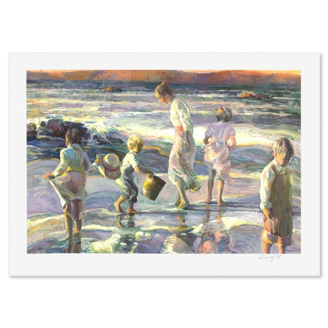 Don Hatfield, "Frolicking at the Seashore" Limited Edition Printer's Proof Serigraph, Numbered and: Frolicking at the Seashore is a limited edition printer's proof serigraph on paper by Don Hatfield, numbered and hand signed by the artist. Includes Letter of Authenticity. Measures approx. 29.5" x 41