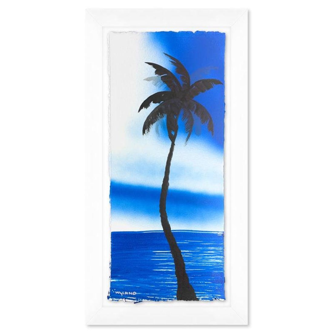 Wyland, "Palm Trees" Framed, Hand Signed Original Painting with Letter of Authenticity.: Palm Trees is an original painting acrylic on deckle edge paper by Wyland. Hand signed by the artist, the piece comes custom framed and with a letter of authenticity. Measures approximately 26.5" x 14
