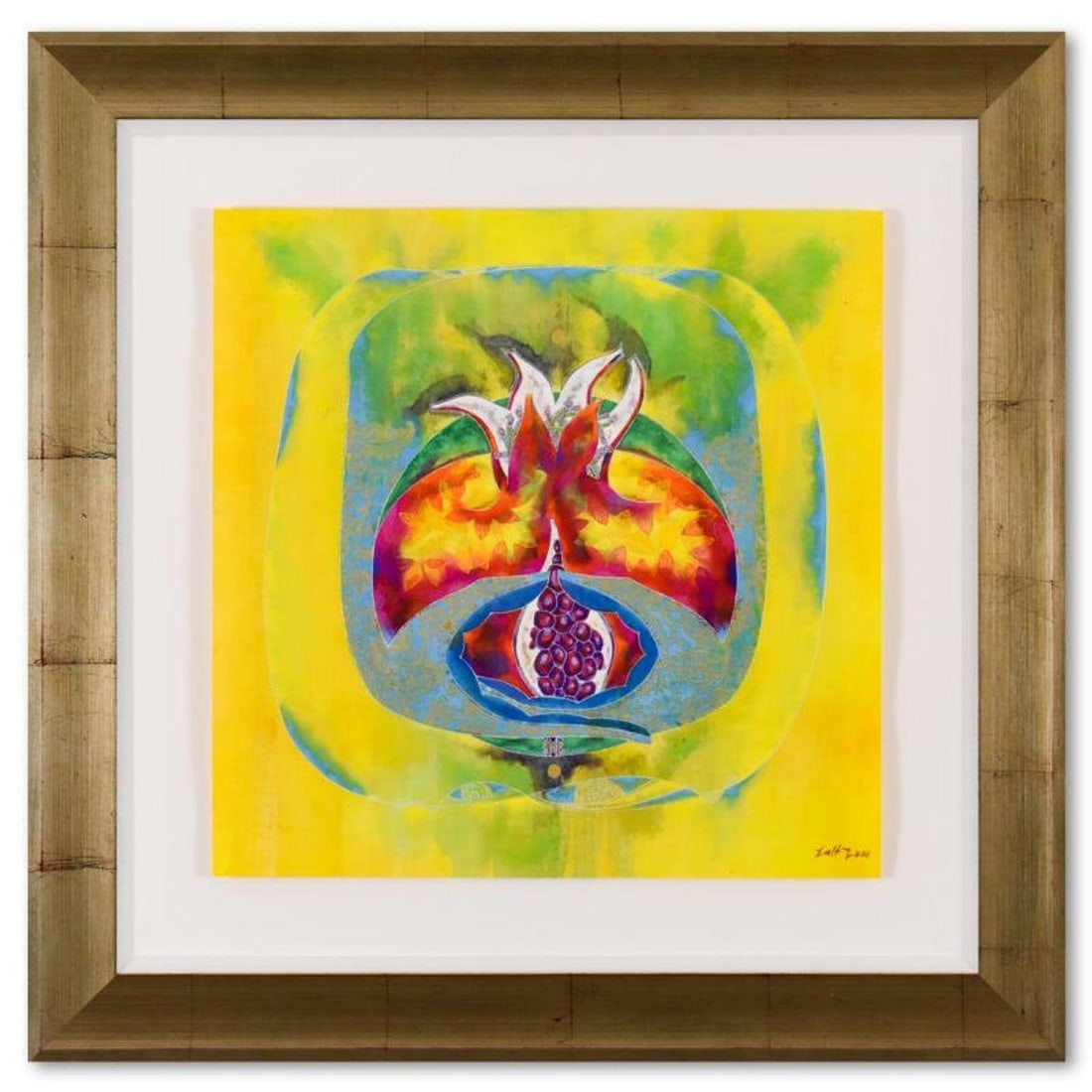 Lu Hong, "Mudra - Dhyan (2011)" Framed Original Mixed Media Painting, Hand Signed with Letter of (1 of 2)