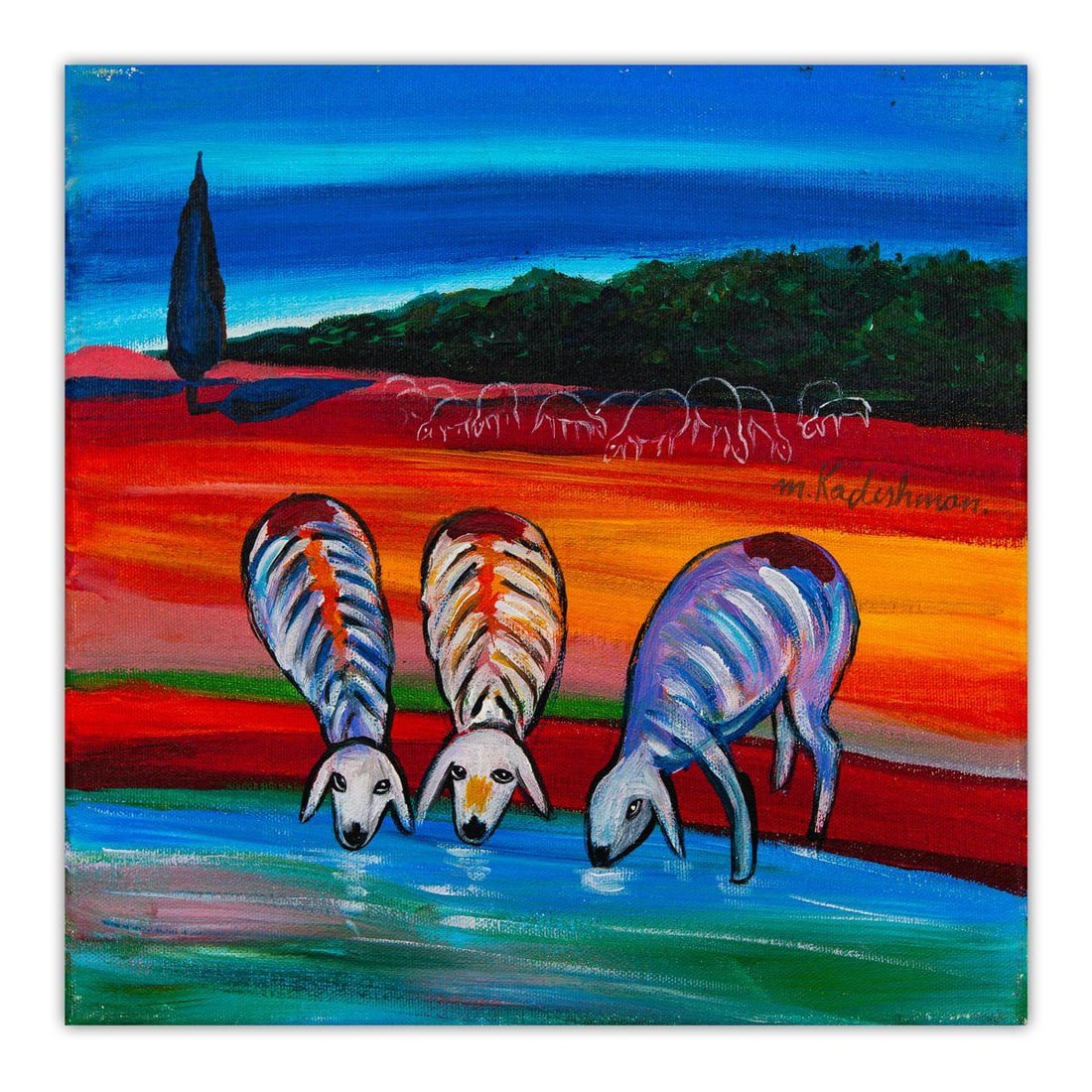 Menashe Kadishman- Original Acrylic on Canvas "Untitled" (1 of 2)