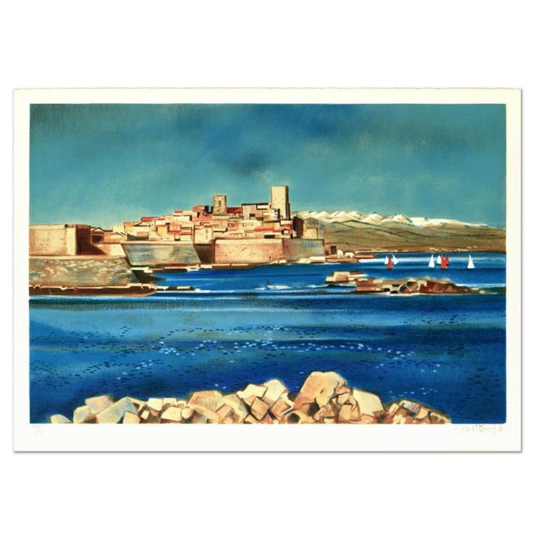 Robert Vernet Bonfort, "Villandry" Limited Edition Lithograph, Numbered and Hand Signed.: Villandry is a limited edition lithograph on paper by Robert Vernet Bonfort, numbered and hand signed by the artist! Measures approx. 29.5" x 21" (border), 27" x 19" (image). Reference#: 93850.