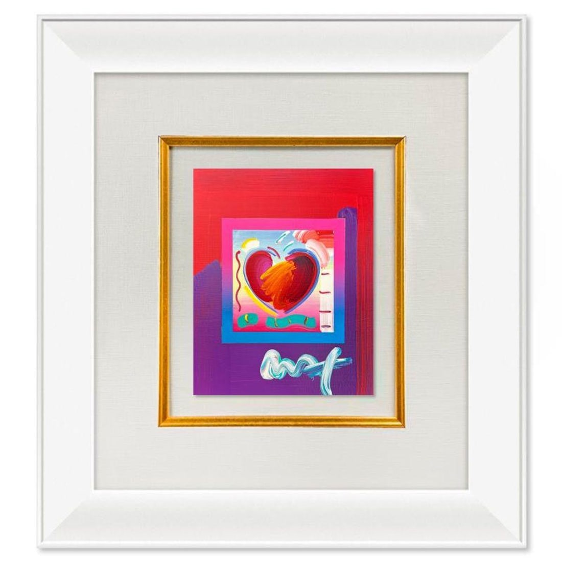 Peter Max, "Heart on Blends" Framed One-of-a-Kind Acrylic Mixed Media, Hand Signed with Registration (1 of 2)