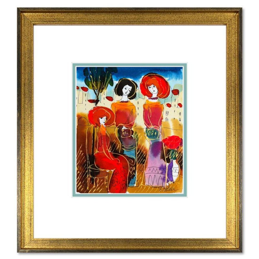 Moshe Leider, Framed Original Mixed Media Watercolor Painting, Hand Signed with Letter of (1 of 2)