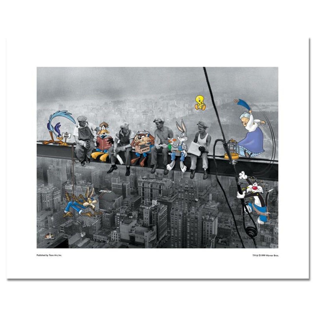Looney Tunes, "Lunchbreak" Numbered Limited Edition with Certificate of Authenticity.: Lunchbreak is a licensed limited edition giclee on paper featuring the lineup of classic Looney Tunes characters. It comes numbered, with hologram seal, and a Certificate of Authenticity! Measures app