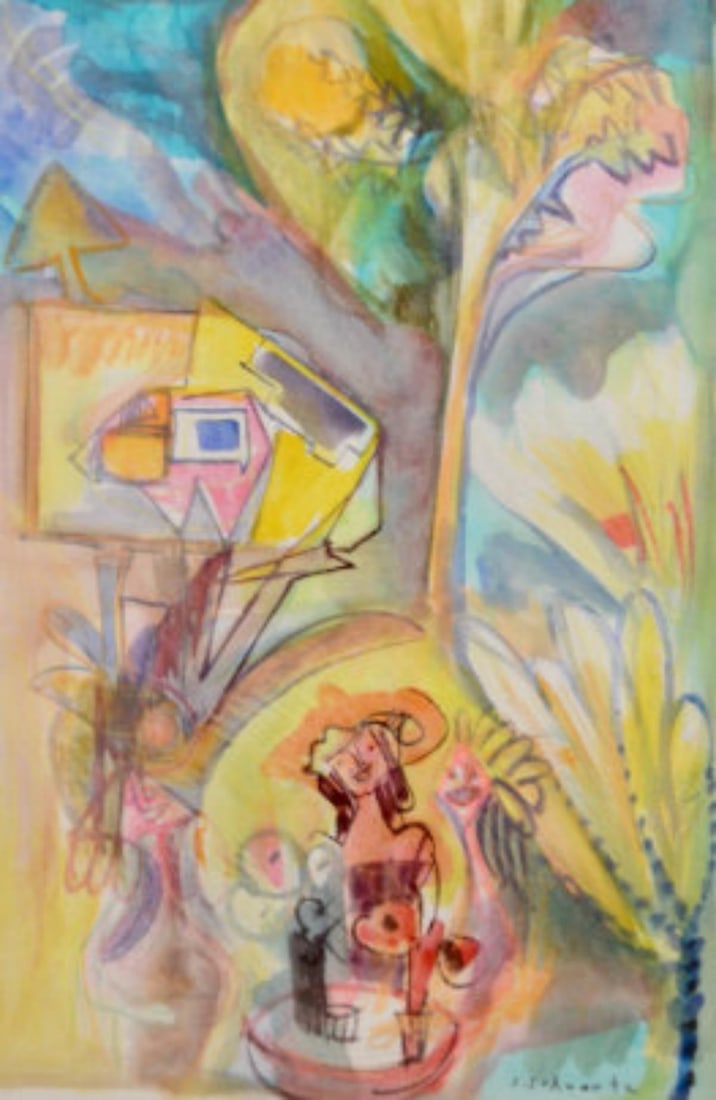 Shlomo Schwartz- Original Watercolor on paper: Artist: Shlomo Schwartz. Medium: Original Watercolor on paper. Size: 24" x 34". Signature: Hand Signed. Reference#: 45551.